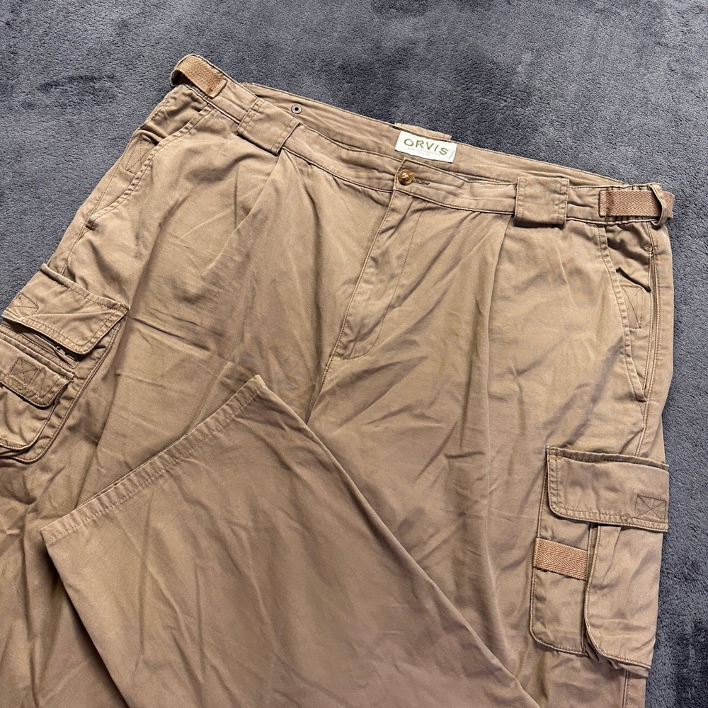 Orvis Cargo Pants Mens 40x30 Khaki Cotton Straight Leg Utility Outdoor Hiking